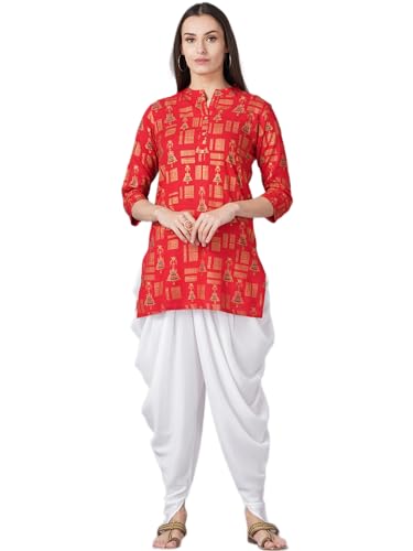 Image of Women Rayon Straight Golden Foil Printed Kurta with Palazzo || Kurti with Palazzo Set for Casual Party & Festival Wear in Round Neck with 3 /4 Sleeve for Girls