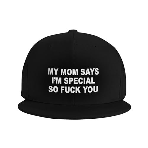 My Mom Says I’m Special So Fucking You Snapback Hat for Men Women Flat Bill Hats Hip Hop Baseball Cap Black