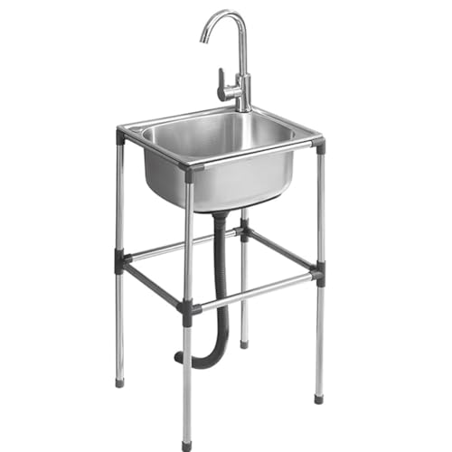 Catálogo para Comprar On-line Cocinas independientes Top 5. 41 Fregadero De Acero Inoxidable 1 Seno, Fregadero De Cocina Comercial Independiente Con Grifo Y Soporte Reforzado Para Lavandería, Garaje, Restaurante