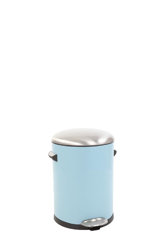 PROREGAL Retro Treteimer mit markanten Griffen und Kugelkappe | 5 Liter, HxØ 30x20,5cm | Kunststoff-Inneneimer | Hellblau