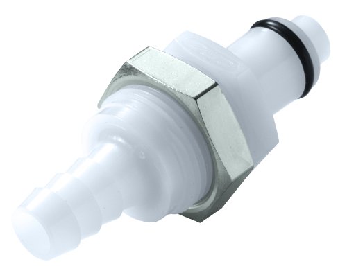 Colder PLCD42005 Acetal Tube Fitting, Insert, Shutoff, Panel Mount, 1/4" Insert x 5/16"Barb
