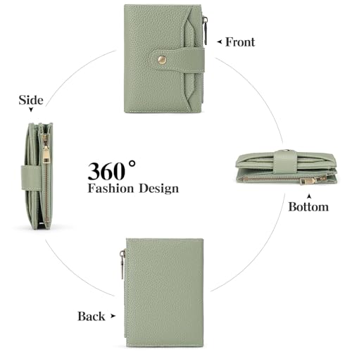 Image of GAEKEAO Small Wallets Woman RFID Blocking Leather Bifold Card Holder Wallets with Zipper Pocket Removable ID Window