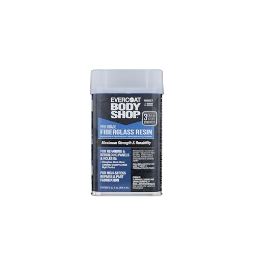 Evercoat Body Shop 105007 Pro-Grade Fiberglass Resin for Repairing and Rebuilding Panels & Holes in Fiberglass Metal Wood & More Easy Mix Hardener Included 32 Fl Oz.