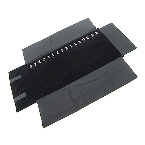 CLISPEED Multifunctional Plush Jewelry Roll Bag Black Storage Bag for Earrings Necklaces Travel Organizer Special Holders for Secure Jewelry