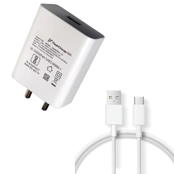 Image of Original 44W USB Type C Fast Charger Set Compatible with Vivo Y58 5G, T3 5G, T3x 5G High-Speed Charging Adapter with Cable