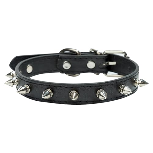 JIHUOO Hundehalsband aus PU-Leder, Nieten, modisch, verstellbar, klein, männlich, Welpenhalsband, Hundehalsband, dekoratives Haustierhalsband, Kätzchen, Geburtstag, Größe M