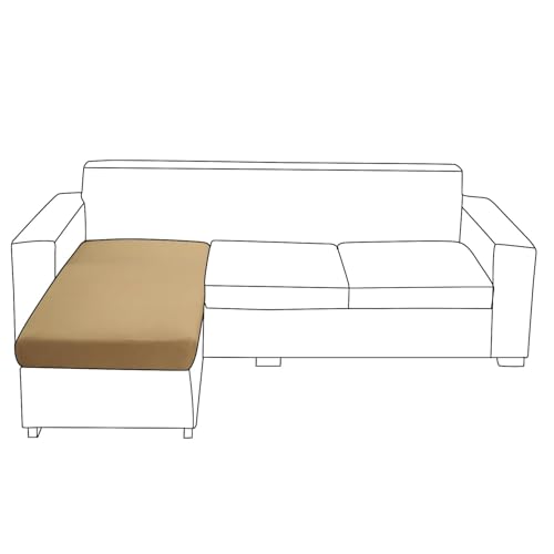 Image of HOKIPO 100% Waterproof Elastic 140gsm Chaise Cover Sectional Couch Covers for L Shaped Sofa, 1 Piece Chaise Cover, Camel (NEW-AR-5355-CML)