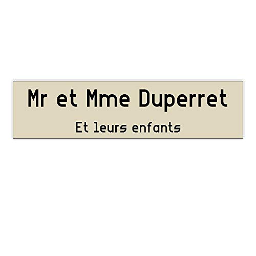 Plaque boite aux lettres format Decayeux (100x25mm) beige lettres noires - 2 lignes - Plaque beige - Lettres noires - 2,5 cm