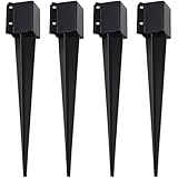 Gtongoko Fence Post Anchor Ground Spike Heavy Duty Metal Black Powder Coated 32 x 4 x 4 Inches Outer...