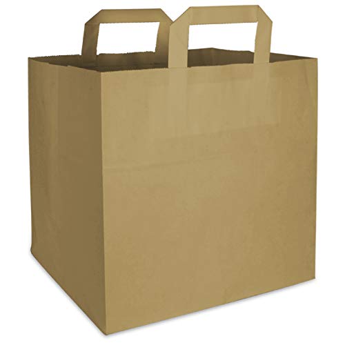 250 Premium BIO Papiertragetaschen mit Henkel Papiertüten Tüten Einkaufstaschen Tragetaschen Einkaufstüten Kreuzbodenbeutel Kraftpapiertüte braun 26 + 17 x 25 cm