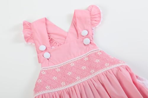 Girls Baby and Toddler Smocked Easter Bunny Ruffle Romper4