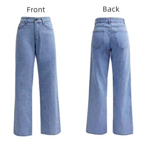 Katchme Jeans,katchme high Waist Wide Leg Straight Leg Jeans Stretch4
