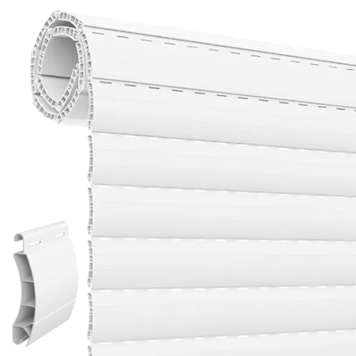 Rollo De Persiana Enrollable Exterior de Lama Curva 39mm PVC A Medida. Medidas Ancho 40 x 60 Alto. Color Blanco