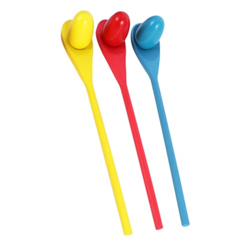 TOYANDONA 3 Sets Wooden Balancing Training Toy for Kids Sensory Relay Race Game Egg and Spoon Outdoor Playing Toy for Children Random Color