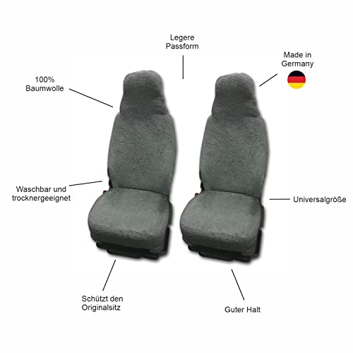 RAU - Universal Sitzbezüge für Pilotsitze und Wohnmobile - 2 Stück - 100% Frottee - grau