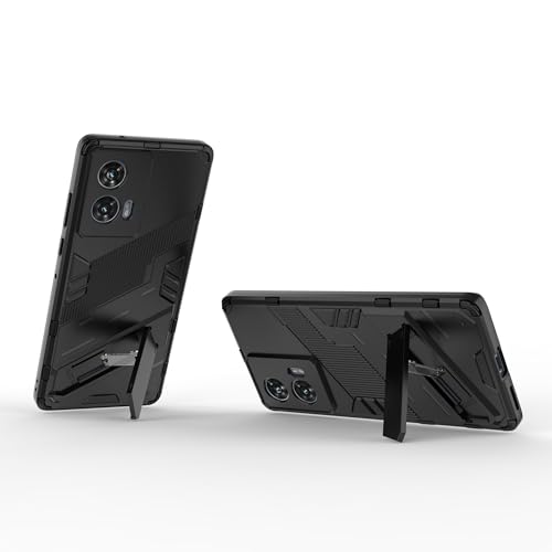 Image of Back case Plastic Shock Proof & Kickstand with Camera Protection Hybrid Back Cover Case for Motorola Edge 50 Fusion, Motorola G85 5G (Black)