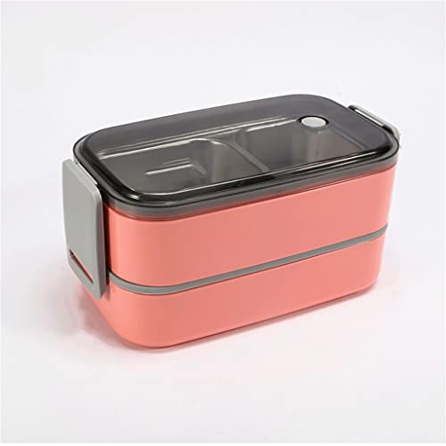 MQPALZKD Fiambrera de acero inoxidable 304, rejillas portátiles, caja Bento, for microondas, for estudiantes, trabajadores de oficina, contenedores de almacenamiento de alimentos(Roze)