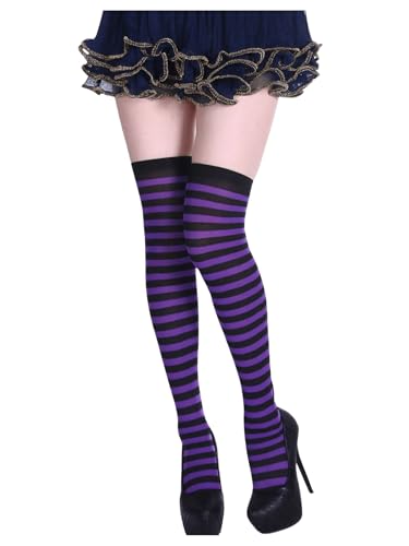 Image of SHENHE Women's Striped Thigh High Socks Over The Knee Socks Tights Long Socks Leg Warmers