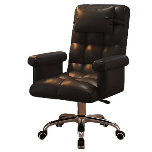 Sillón reclinable ergonómico giratorio con reposacabezas y reposabrazos acolchados, silla para juegos de computadora con ruedas y patas de acero, escritorio con respaldo inclinable ajustable para sal
