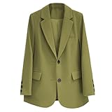 Blazer Informal de Mujer, Corte Ajustado, hombreras Acolchadas, Ideal para la Oficina, Color Verde Militar, Talla pequeña.