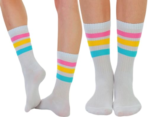 Image of ToBeInStyle Women's Acrylic Ankle Hi With Double Stripe Top Crew Fun Athletic Socks