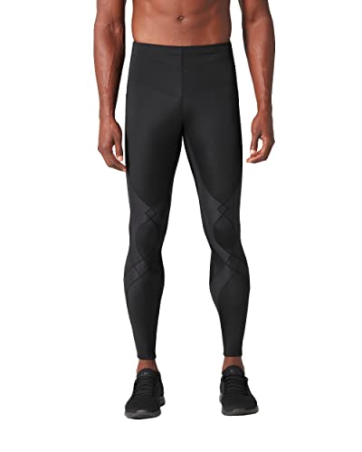 CW-X Men's Stabilyx Joint Support Compression Tights, Pants for Running and Recovery, 225809A, Black, Small