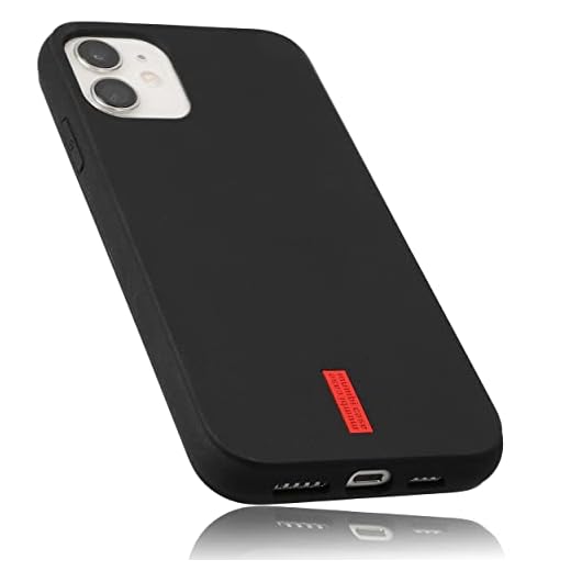 mumbi Fodral kompatibelt med iPhone 12/iPhone 12 Pro mobiltelefonfodral, svart med röda ränder, 6,1 tum