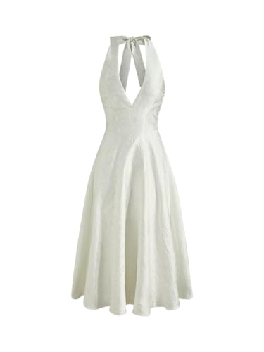 CIDER Maxi Dress Floral Halter Neck Floral Lace Up Sleeveless Middle Waist Wedding Guest Cocktail Dresses