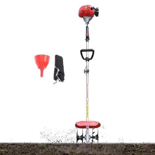 Garden Tiller Cordless,42.7CC 2-Stroke Single-Cylinder Gasoline Engine Rototiller Gas Powered,1.25KW Mini Tiller Cultivator,Cultivated Land Reclamation Tillage Ripper Garden Cultivators for Gardening