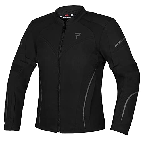 REBELHORN Luna Lady Chaqueta de moto textil para mujer Protectores de codos y hombros Membrana Ventilación Elementos reflectantes 4 bolsillos Certificación CE