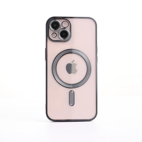 Coque magnétique noire pour iPhone 13 transparente et antichoc