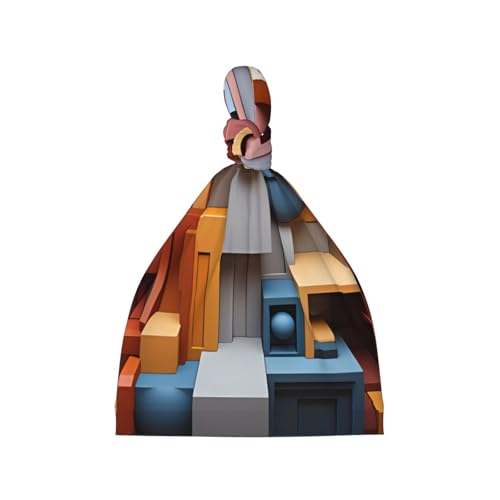 Colorful Cube Space Print Newborn Baby Hat, Soft Top Knotted Beanie Cap, Cute Infant Headwear for 0-6 Months Welcome Party