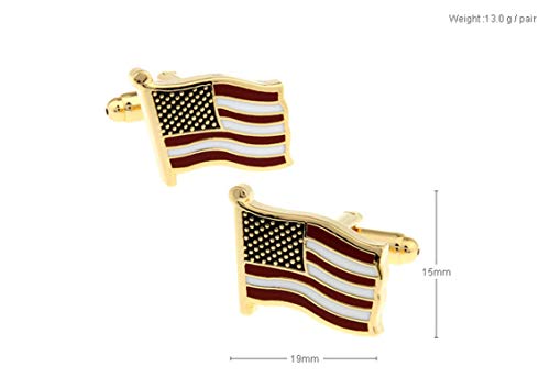 Daesar Mancuernillas para Hombre Banderas de Estados Unidos Doradas miniatura 5
