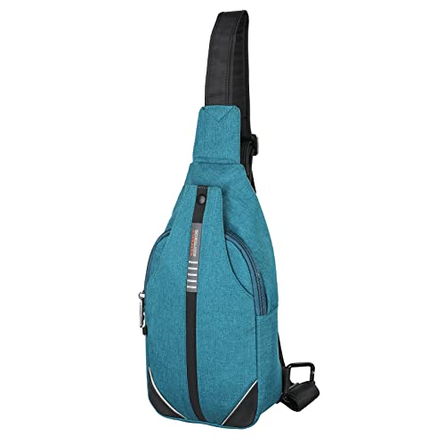 WATERFLY Small Crossbody Sling Backpack Anti Theft Backpack for Traveling Chest Shoulder Bag Teal Blue (Small) Small