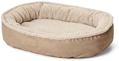 review Orvis ComfortFill-Eco Fleece Wraparound Dog Bed - Soft Dog Beds with 360-Degree Support for Small, Medium, Large Dogs, Khaki - M