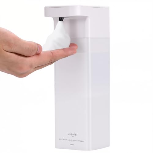 Umimile ハンドソープ ディスペンサー 自動 泡 壁掛け 充電式400ml大容量 IPX7防水 キッチン 洗面所 浴室 家庭用 業務用 (1, 透明, フック式)