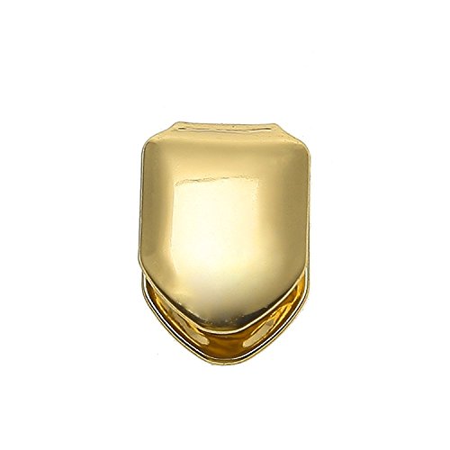 The Bling Factory 14k Yellow Gold Plated Plain Single Tooth Cap Grill