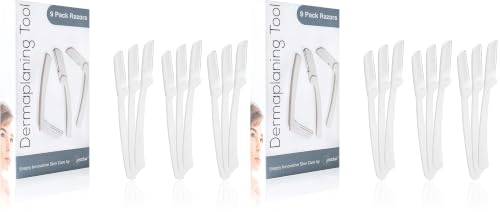 Image of Jasclair Dermaplaning Razor (9 Count) - Face Razors for Women for Peach Fuzz, Eyebrow Shaping & Gentle Exfoliation - At Home Facial Shaver for Smooth Skin & Flawless Makeup Prep (Pack of 2)