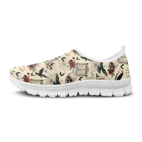 Image of Floral Sneakers for Women Colorful Art Shoes for Women Slip On Casual Work Shoes