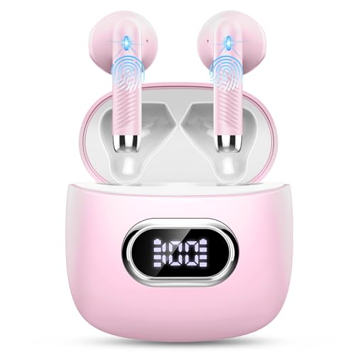 Auriculares Inalámbricos, 2024 Auriculares Bluetooth 5.3 con Reducción de Ruido ENC Mic, Mini Cascos Inalambricos Bluetooth 42H Estéreo HiFi Auriculares in Ear IP7 Impermeable, LED Pantalla, USB-C