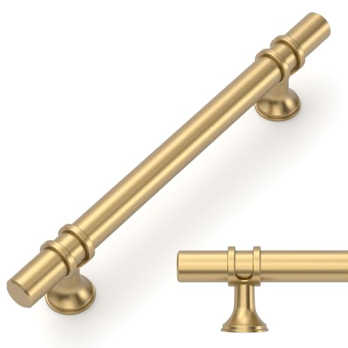 Amerdeco 10 Pack Champagne Bronze Cabinet Pulls 5 Inch(128MM) Hole Centers Kitchen Cabinet Handles Cabinets Hardware Drawer Pulls ZH0050