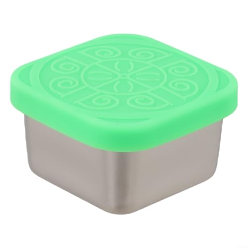 Contenitori per snack in acciaio inox con coperchi in silicone a prova di perdite, set per conservare cibi cotti e snack e compatti (60 ml (verde))
