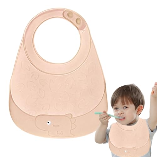 Baberos de silicona para niños | Baberos ajustables para alimentos | Babero de alimentación ajustable con bolsillo grande para recoger alimentos, baberos suaves para niños, baberos de alimentos, rosa,