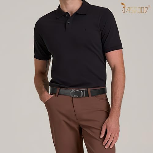 JASGOOD Mens Belt Ratchet Leather Belt for Men Dress Casual with Adjustable Buckle, Automatic Slide Belt Comfort Trim to Fit3
