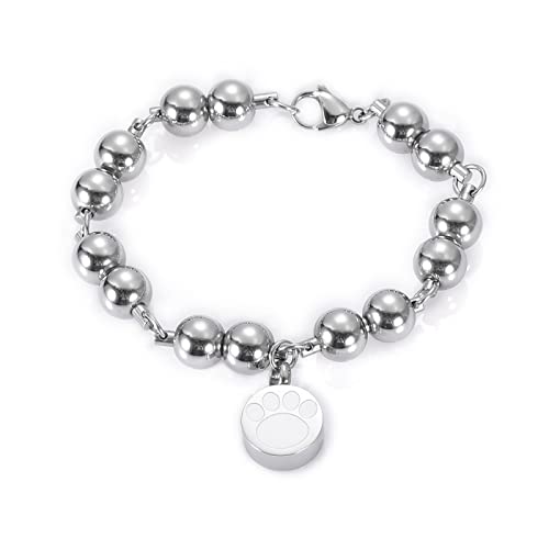 Bracelet souvenir de crémation chien avec perles acier de 20cm