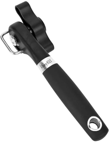 Foto von iheyfill Sicherheits dosenöffner,Edelstahl,ergonomisches rutschfestes Design mit glattem Rand,Schneidet ohne scharfe Kanten,Deckel kann wieder aufgelegt werden