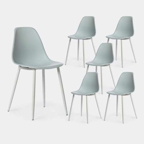 KLAST Lot de 6 Chaises de Salle à Manger Nina en Polypropylène Menthe, Design Harmonieux et Fonctionnel, Adaptées pour l'Intérieur et l'Extérieur,...