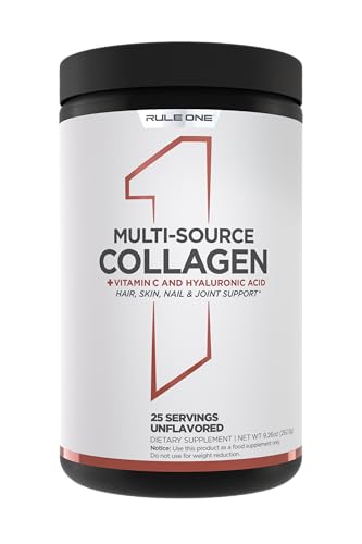 Rule 1 Multi-Source Collagen Powder - Bovine, Chicken, Fish & Eggshell Collagen Sources + Hyaluronic Acid & Vitamin C for Hair, Skin, & Nail Support (25 Servings, Unflavored)
