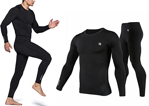 Image of NEVER QUIT Men's Workout Set Compression Shirt and Pants Top Long Sleeve Sports Tight Base Layer Suit Quick Dry & Moisture-Wicking (Compression Workout Set Combo)