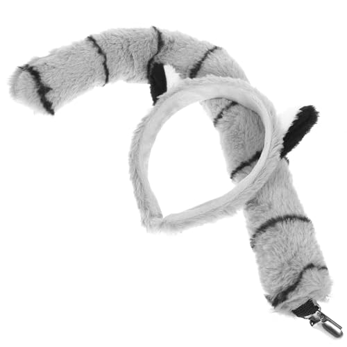 MUSISALY Juego de Accesorios de Disfraces Diadema de Orejas y Rabo de Lémur de Felpa Suave, Accesorio de Cosplay para Fiestas Infantiles y Eventos Escolares